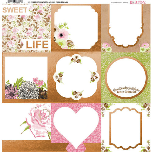 BoBunny - Sweet Moments Collection - 12 x 12 Vellum Paper with Foil Accents