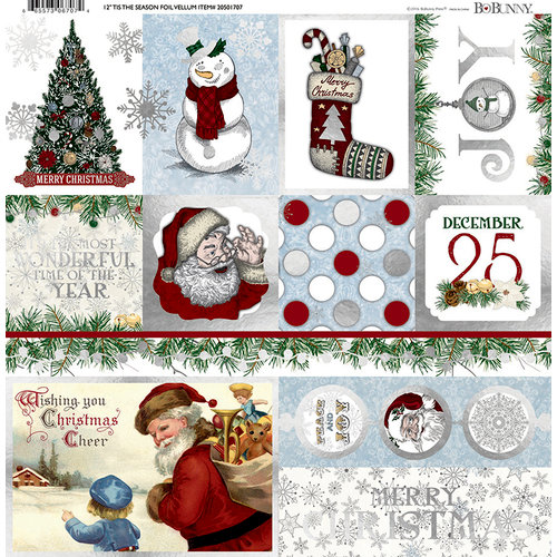 BoBunny - Tis The Season Collection - Christmas - 12 x 12 Vellum Paper with Foil Accents