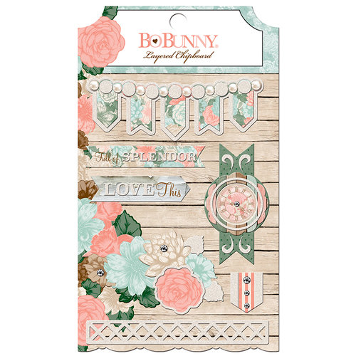 BoBunny - Felicity Collection - Layered Chipboard Stickers