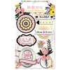 BoBunny - Petal Lane Collection - Layered Chipboard Stickers with Glitter Accents