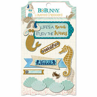 BoBunny - Down By The Sea Collection - Layered Chipboard Stickers with Glitter Accents