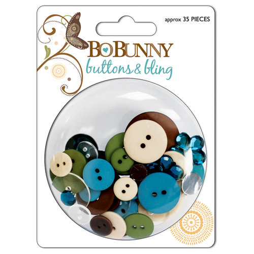 Bo Bunny Press - Flutter Butter Collection - Buttons and Bling - Flutter Butter, CLEARANCE