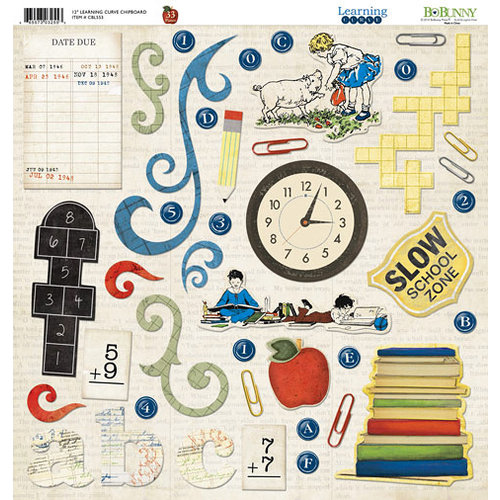 Bo Bunny Press - Learning Curve Collection - 12 x 12 Chipboard Stickers - Learning Curve