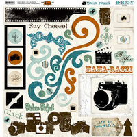 Bo Bunny Press - Mama-razzi Collection - 12 x 12 Chipboard Stickers - Mama-razzi, BRAND NEW