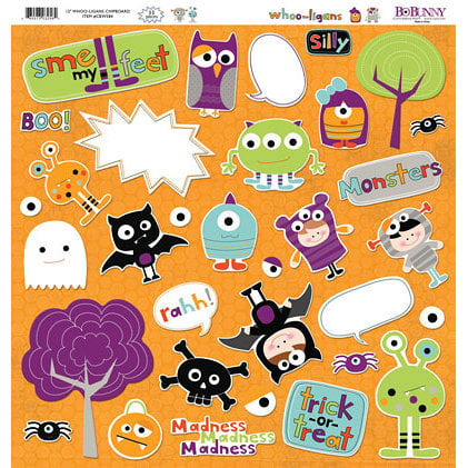 Bo Bunny Press - Whoo-ligans Collection - Halloween - 12 x 12 Chipboard Stickers - Whoo-ligans