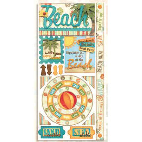 Bo Bunny Press - Beachy Keen Collection - Cardstock Stickers - Day At the Beach - Summer