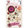 Bo Bunny Press - Crazy Love Collection - Valentine - Layered Stickers with Glitter and Jewel Accents