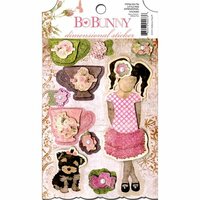 Bo Bunny - Little Miss Collection - 3 Dimensional Stickers with Glitter and Jewel Accents