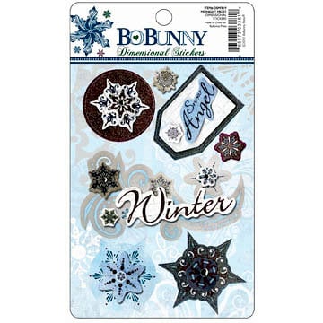 Bo Bunny Press - Midnight Frost Collection - Christmas - Layered Stickers with Glitter and Jewel Accents, BRAND NEW
