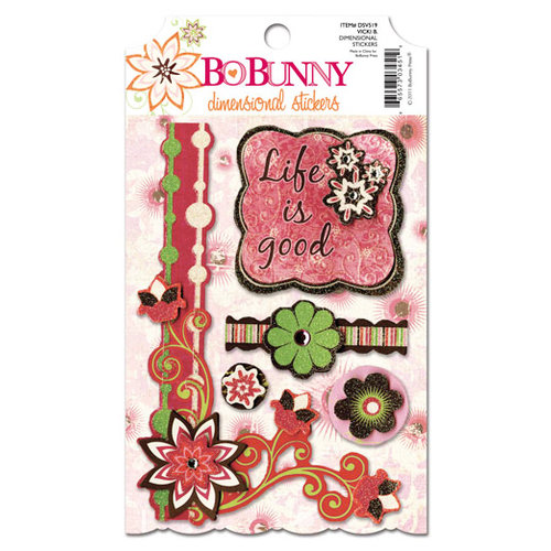 Bo Bunny - Vicki B Collection - 3 Dimensional Stickers with Glitter and Jewel Accents