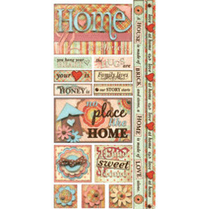 Bo Bunny Press - Vintage Carnival Collection - Cardstock Stickers - Home is Where The Heart Is