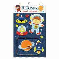 Bo Bunny - Blast Off Collection - Layered Chipboard Stickers with Glitter and Jewel Accents