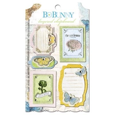 Bo Bunny - Country Garden Collection - Layered Chipboard Stickers with Glitter and Jewel Accents