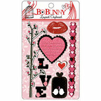 Bo Bunny - Crush Collection - Valentine - Layered Chipboard Stickers with Glitter and Jewel Accents