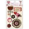 Bo Bunny Press - Crazy Love Collection - Valentine - Layered Chipboard Stickers with Glitter and Jewel Accents