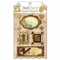 Bo Bunny - Et Cetera Collection - Layered Chipboard Stickers  with Glitter and Jewel Accents