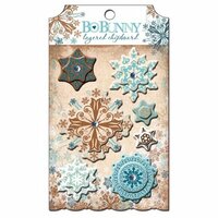 Bo Bunny Press - Snowfall Collection - Layered Chipboard Stickers with Jewel Accents
