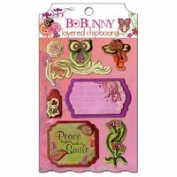 Bo Bunny - Garden Girl Collection - Layered Chipboard Stickers with Glitter and Jewel Accents