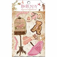 Bo Bunny - Little Miss Collection - Layered Chipboard Stickers with Glitter and Jewel Accents