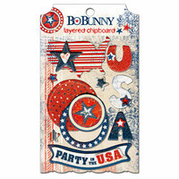 Bo Bunny Press - Liberty Collection - Layered Chipboard Stickers with Glitter and Jewel Accents