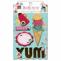 Bo Bunny - Sweet Tooth Collection - Layered Chipboard Stickers with Glitter and Jewel Accents