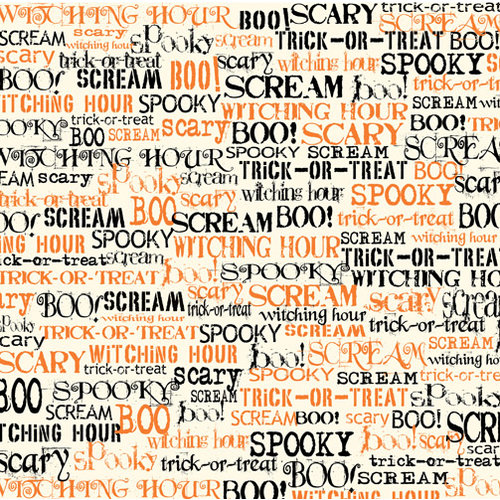 Canvas Corp - Halloween - 12 x 12 Paper - Spooky Words on Ivory