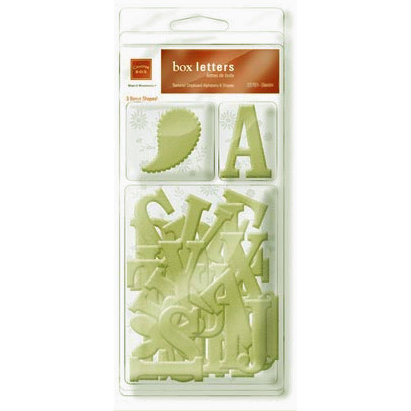 Chatterbox - Box Letters - Self-Adhesive Textured Chipboard Alphabet, Numbers and Shapes - Olive, CLEARANCE