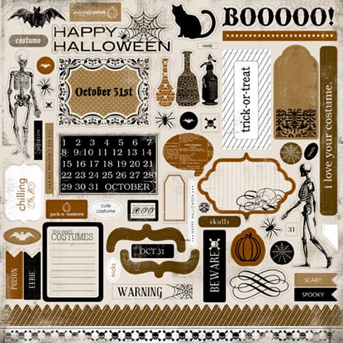 Carta Bella Paper - All Hallow's Eve Collection - Halloween - 12 x 12 Cardstock Stickers - Elements