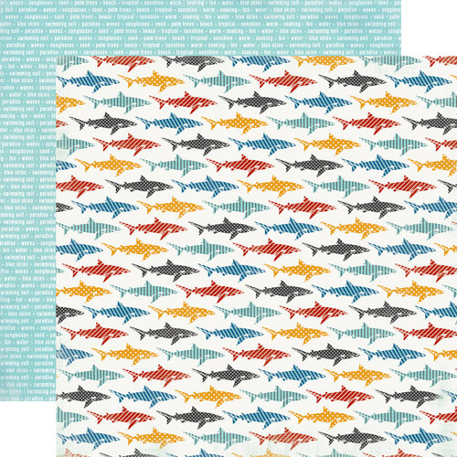 Carta Bella Paper - Beach Boardwalk Collection - 12 x 12 Double Sided Paper - Little Sharks