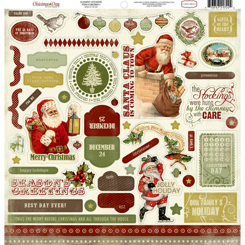 Carta Bella Paper - Christmas Day Collection - 12 x 12 Cardstock Stickers - Elements