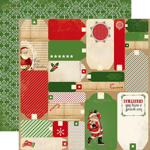 Carta Bella Paper - Christmas Time Collection - 12 x 12 Double Sided Paper - Christmas Tags