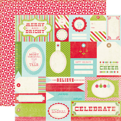 Carta Bella Paper - Merry and Bright Collection - Christmas - 12 x 12 Double Sided Paper - Merry Tags