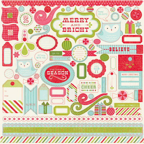 Carta Bella Paper - Merry and Bright Collection - Christmas - 12 x 12 Cardstock Stickers - Elements