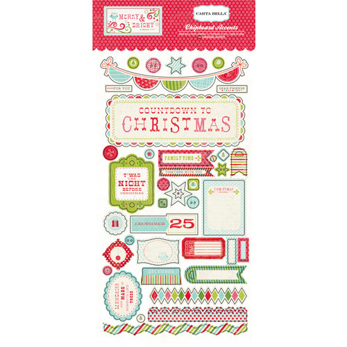 Carta Bella Paper - Merry and Bright Collection - Christmas - Chipboard Stickers