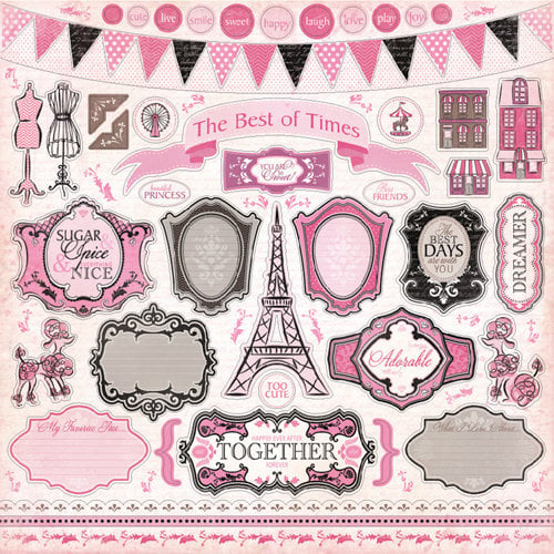 Carta Bella Paper - Paris Girl Collection - 12 x 12 Cardstock Stickers - Elements