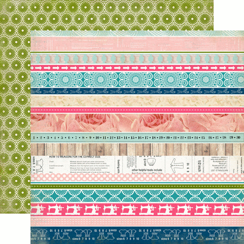 Carta Bella Paper - Sew Lovely Collection - 12 x 12 Double Sided Paper - Border Strips