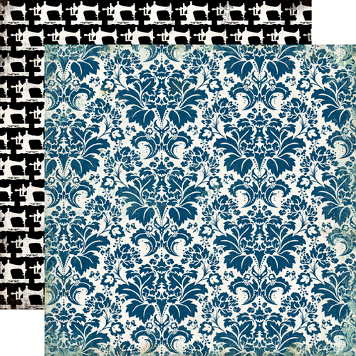 Carta Bella Paper - Sew Lovely Collection - 12 x 12 Double Sided Paper - Darling Damask
