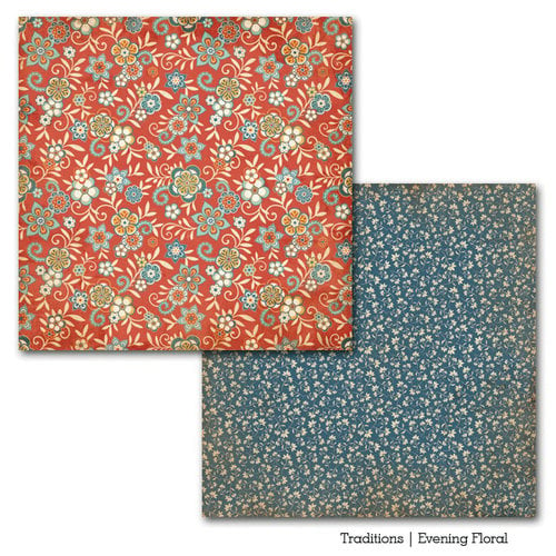 Carta Bella Paper - Traditions Collection - 12 x 12 Double Sided Paper - Evening Floral
