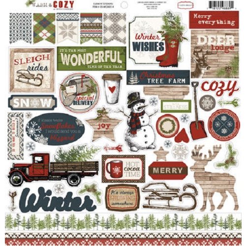 Carta Bella Paper - Warm and Cozy Collection - Christmas - 12 x 12 Cardstock Stickers - Elements