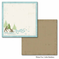 Carta Bella Paper - Winter Fun Collection - 12 x 12 Double Sided Paper - Little Sledders