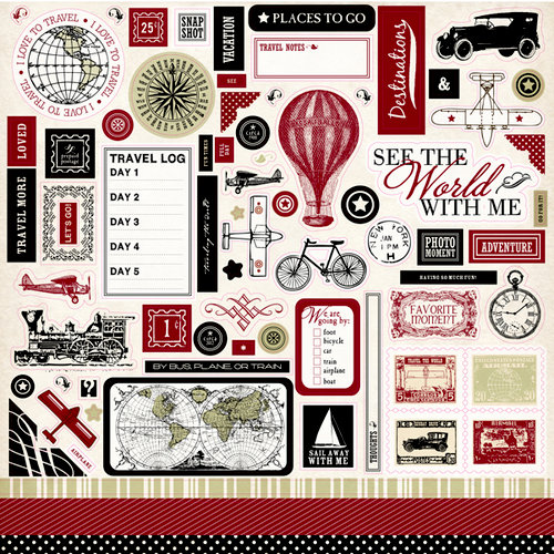 Carta Bella Paper - Well Traveled Collection - 12 x 12 Cardstock Stickers - Elements