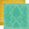 Carta Bella Paper - Yesterday Collection - 12 x 12 Double Sided Paper - Teal Damask