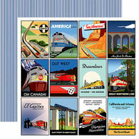 Carta Bella Paper - All Aboard Collection - 12 x 12 Double Sided Paper - 3 x 4 Journaling Cards