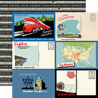 Carta Bella Paper - All Aboard Collection - 12 x 12 Double Sided Paper - Postcards