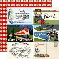 Carta Bella Paper - All Aboard Collection - 12 x 12 Double Sided Paper - 4 x 6 Journaling Cards
