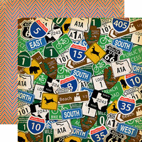 Carta Bella Paper - Are We There Yet Collection - 12 x 12 Double Sided Paper - Road Signs