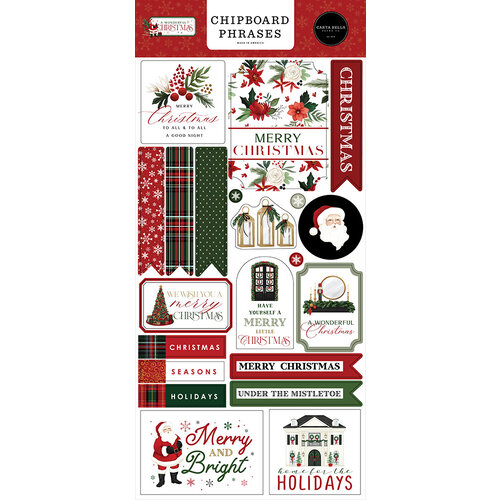 Carta Bella Paper - A Wonderful Christmas Collection - Chipboard Embellishments - Phrases