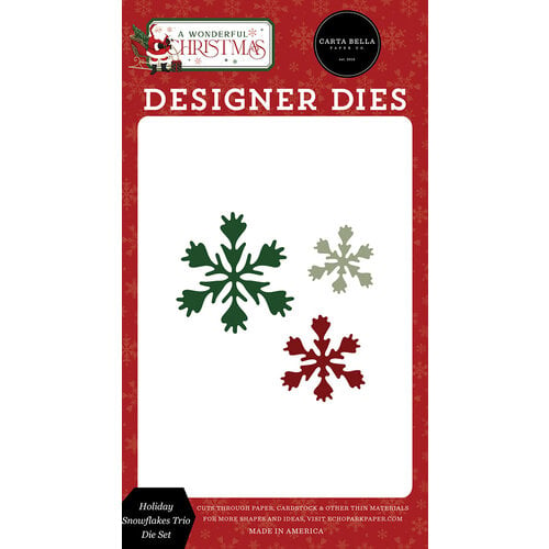 Carta Bella Paper - A Wonderful Christmas Collection - Designer Dies - Holiday Snowflakes Trio