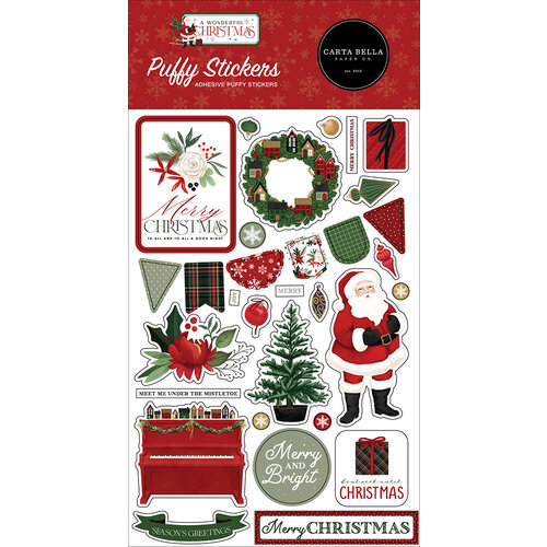 Carta Bella Paper - A Wonderful Christmas Collection - Puffy Stickers