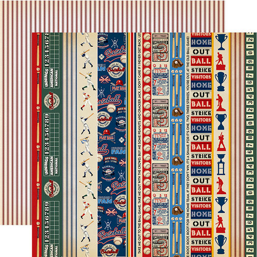 Carta Bella Paper - Baseball Collection - 12 x 12 Double Sided Paper - Border Strips